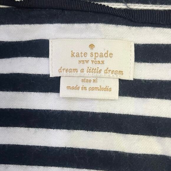 Kate Spade Black/White Stripe Long Pajama‎ Set, Women’s XL Cotton/Rayon Soft - Picture 4 of 13